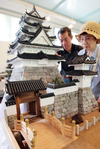 手間ひまかけて制作した城の模型が出品されているミニチュア展