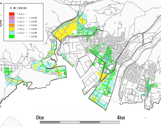 兵庫県が公表した「津波浸水想定図・赤穂市」の一部
