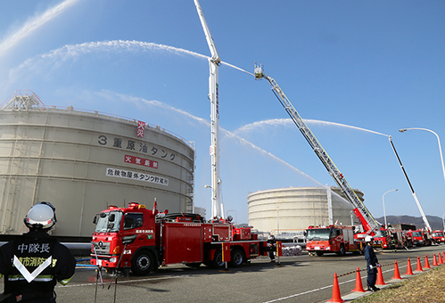 関西電力赤穂発電所で行われた総合防災訓練
