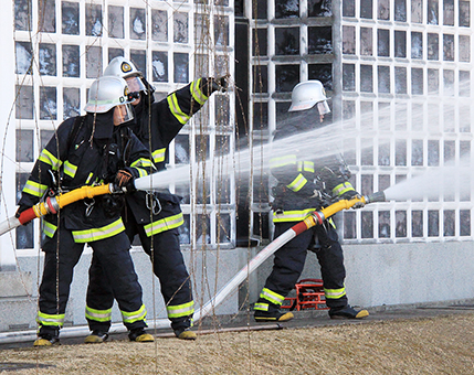 文化財防火デーに合わせて行われた消防訓練