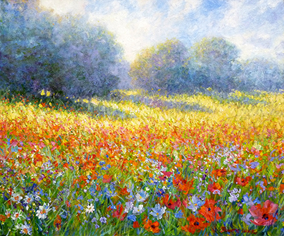 ジャネット・ルール画「レス・ヴォウの陽光ふりそそぐ草原」