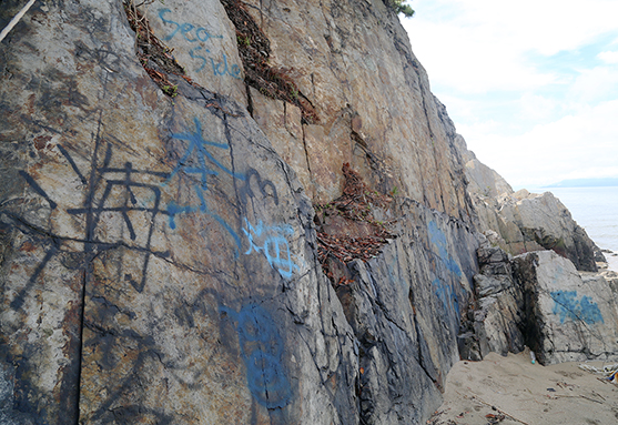 瀬戸内海国立公園の唐船山でみつかった落書き