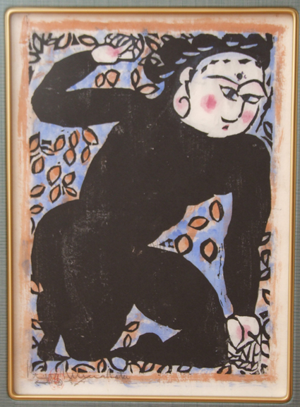 展示作品の一つ、棟方志功「鐘渓頌・落葉の柵」