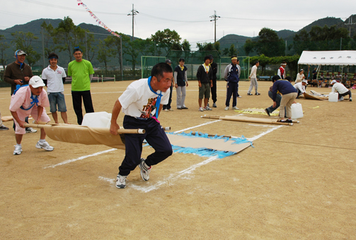 原小の運動会で行われた防災訓練