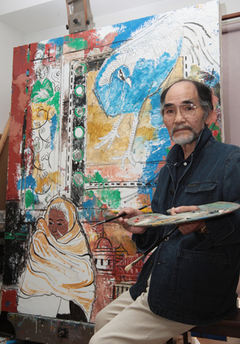 光風会の会員に推挙された島田賢司郎氏=自宅アトリエで