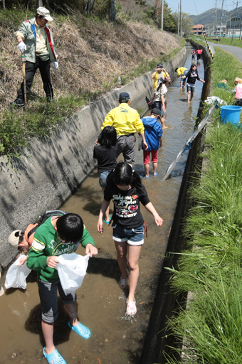 生物採集などで川に親しんだ「加里屋川アドベンチャー」