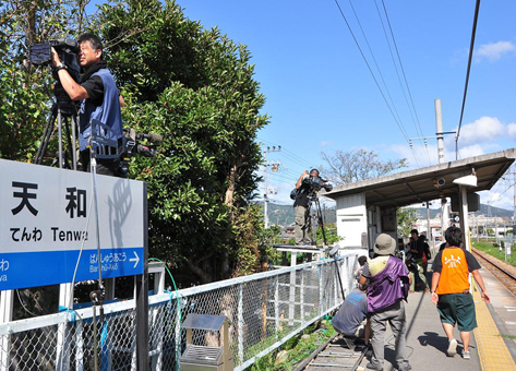 NHKドラマ「とんび」のロケが行われたJR天和駅=市秘書広報課提供