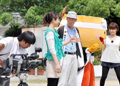 赤穂の新名所を中心に収録したサンテレビ「西はりまサタデー9」=赤穂市提供