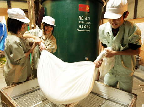 自校栽培の酒米を原料に醸造体験に取り組む上郡高生