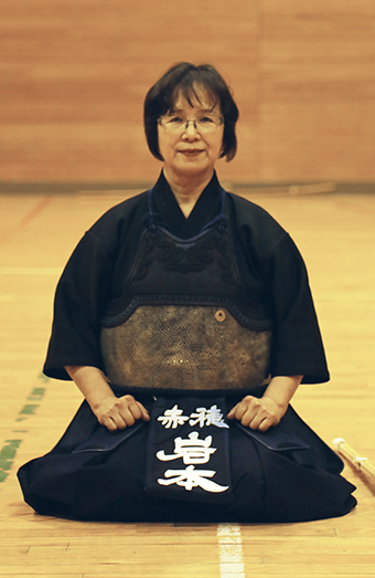 剣道七段審査会に合格した岩本ミヨ子さん。赤穂市内では２３人目で女性第１号