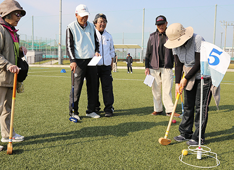 赤穂理容組合主催で行われたグラウンドゴルフ大会