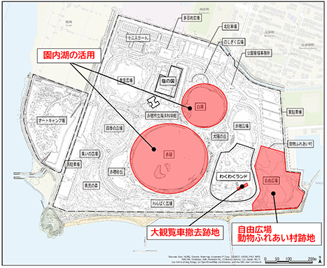 兵庫県が赤穂海浜公園について実施するサウンディング調査で特に提案を求めたい区域図