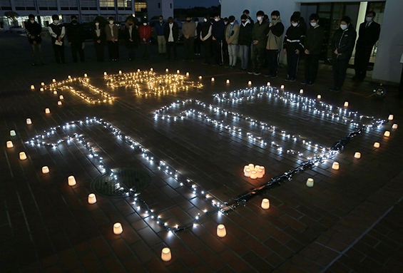 赤穂高校定時制で行われた阪神淡路大震災の追悼行事