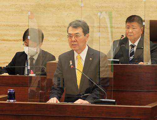2023年度施政方針を表明した牟礼正稔市長