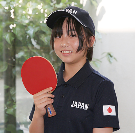 「日韓青少年夏季スポーツ交流」の日本選手団に選ばれた赤穂卓球クラブの高松実咲さん